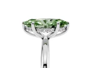 Fancy Green Marquise Cut Diamond Solitaire Ring Set in White gold with Thin Band and Prong Setting