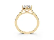 Round Floral Petal Engagement Ring Setting | Petal Accents | Yellow Gold