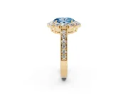 Oval Vintage Halo Engagement Ring Setting for a Fancy Blue Lab-Grown Diamond | Yellow Gold