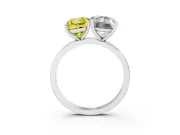 Fancy Yellow Radiant Cut and Emerald Cut Toi Moi Ring Set in Silver with Prong Setting