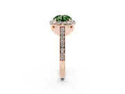 Round Floral Halo Engagement Ring Setting for a Fancy Green Lab-Grown Diamond | Large Round Accents | Rose Gold
