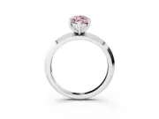 Fancy Pink Marquise Cut Diamond Solitaire Engagement Ring Set in White gold with Flat Band and Prong Setting