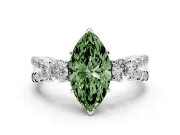 Marquise Three Stone Engagement Ring Setting for a Fancy Green Lab-Grown Diamond | Sterling Silver