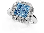 Princess Cut Halo Engagement Ring Setting for a Fancy Blue Lab-Grown Diamond | Sterling Silver - Design NV-24726