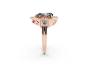 Pear-Shaped Milgrain Sectioned Halo Engagement Ring Setting for a Black Center | Rose Gold
