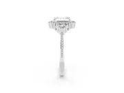 Asscher Cut Vintage Cluster Engagement Ring Setting | Beaded Edges | Platinum