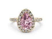Pear-Shaped Raised Halo Engagement Ring Setting for a Fancy Pink Lab-Grown Diamond | Yellow Gold