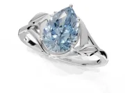 Pear-Shaped Leaf Bypass Solitaire Engagement Ring Setting for a Fancy Blue Lab-Grown Diamond | Sterling Silver