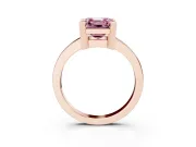 Fancy Pink Asscher Cut Diamond Solitaire Ring Set in Rose gold with Prong Head and Smooth Polished Band