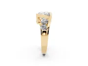 Princess Cut Bezel Bypass Engagement Ring Setting | Round Side Stones | Yellow Gold