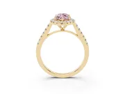 Marquise Halo Engagement Ring Setting for a Fancy Pink Lab-Grown Diamond | Pave Shoulders | Yellow Gold