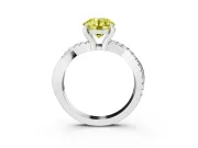 Fancy Yellow Round Cut Diamond Twist Band Solitaire Set in Silver with Pavé Accents and Prong Setting