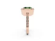 Fancy Green Asscher Cut Diamond Halo Ring Set in Rose gold with Pavé Band and Milgrain-Edged Prongs