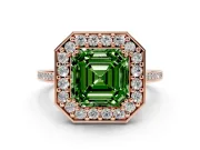 Asscher Cut Halo Engagement Ring Setting for a Fancy Green Lab-Grown Diamond | Polished Halo Rim | Rose Gold