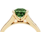 Emerald Cut Half Bezel Engagement Ring Setting for a Fancy Green Lab-Grown Diamond | Yellow Gold