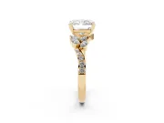 Radiant Cut Diamond Solitaire Ring Set in Yellow gold with Marquise Twist Band and Prong Setting