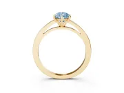 Fancy Blue Pear Cut Diamond Solitaire Engagement Ring Set in Yellow gold with Prong Setting on a Classic Band
