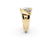 Princess Cut Diamond Channel-Set Crossover Ring Set in Yellow gold