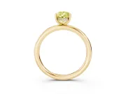 Fancy Yellow Pear Cut Diamond Solitaire Ring Set in Yellow gold with Thin Band and Prong Setting