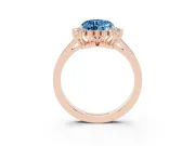 Heart-Shaped Scalloped Halo Engagement Ring Setting for a Fancy Blue Lab-Grown Diamond | Rose Gold