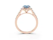 Oval Halo Engagement Ring Setting for a Fancy Blue Lab-Grown Diamond | Pave Shoulders | Rose Gold