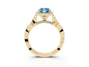 Cushion Cut Twist Halo Engagement Ring Setting for a Fancy Blue Lab-Grown Diamond | Yellow Gold