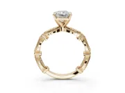 Radiant Cut Vintage Milgrain Engagement Ring Setting | Graduated Stations | Yellow Gold