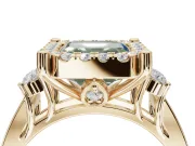 Asscher Cut Halo Engagement Ring Setting for a Fancy Green Lab-Grown Diamond | Graduated Channel Band | Yellow Gold