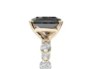 Radiant Cut Pavé Engagement Ring Setting for a Black Center | Alternating Accents | Yellow Gold