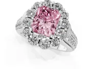 Radiant Cut Large Accent Halo Engagement Ring Setting for a Fancy Pink Lab-Grown Diamond | Sterling Silver