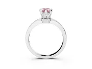 Fancy Pink Pear Cut Diamond Solitaire Engagement Ring Set in White gold with Slim Tapered Solitaire Band