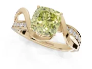 Cushion Cut Bypass Solitaire Engagement Ring Setting for a Fancy Yellow Lab-Grown Diamond | Pavé Strands | Yellow Gold