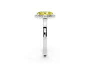 Fancy Yellow Oval Cut Diamond Halo Ring Set in White gold with Solitaire Band and Prong Setting