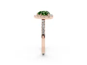 Fancy Green Heart Cut Diamond Halo Pavé Solitaire Ring Set in Rose gold with Prong-Set Center Stone