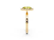 Oval Thin Halo Engagement Ring Setting for a Fancy Yellow Lab-Grown Diamond | Plain Polished Band | Yellow Gold