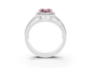 Asscher Cut Halo Engagement Ring Setting for a Fancy Pink Lab-Grown Diamond | Two-Row Pave Split Shank | Platinum
