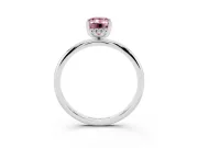 Emerald Cut Micro-Prong Hidden Halo Engagement Ring Setting for a Fancy Pink Lab-Grown Diamond | Plain Band | White Gold