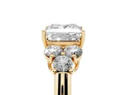 Princess Cut Side Stone Engagement Ring Setting | Triangle Side Clusters | Yellow Gold