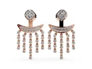 Round Lab-Grown Diamond Cluster Chandelier Drop Earrings | Five Strands | Rose Gold