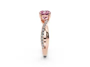 Fancy Pink Cushion Cut Diamond Twist Band Solitaire Set in Rose gold with Pavé Accents and Prong Setting