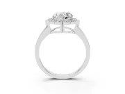 Heart-Shaped Scalloped Cluster Halo Engagement Ring Setting | Plain Band | Platinum