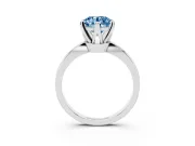 Fancy Blue Round Cut Diamond Solitaire Engagement Ring Set in Platinum with Slim Tapered Solitaire Band