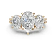 Pear-Shaped Vintage Three Stone Engagement Ring Setting | Graduated Pavé | Yellow Gold