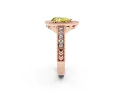 Pear-Shaped Milgrain Halo Engagement Ring Setting for a Fancy Yellow Lab-Grown Diamond | Carved Leaf Detail | Rose Gold