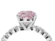 Cushion Cut Pavé Engagement Ring Setting for a Fancy Pink Lab-Grown Diamond | Alternating Accents | Sterling Silver