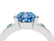 Cushion Cut Tension Style Engagement Ring Setting for a Fancy Blue Lab-Grown Diamond | Platinum