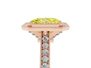 Radiant Cut Vintage Milgrain Halo Engagement Ring Setting for a Fancy Yellow Lab-Grown Diamond | Bezel Head | Rose Gold
