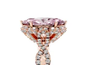 Marquise Milgrain Halo Engagement Ring Setting for a Fancy Pink Lab-Grown Diamond | Graduated Shoulders | Rose Gold