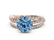Round Twisted Pavé Engagement Ring Setting for a Fancy Blue Lab-Grown Diamond | Rose Gold