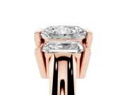 Radiant Cut Channel-Set Three Stone Engagement Ring Setting | Wide Flat Band | Rose Gold